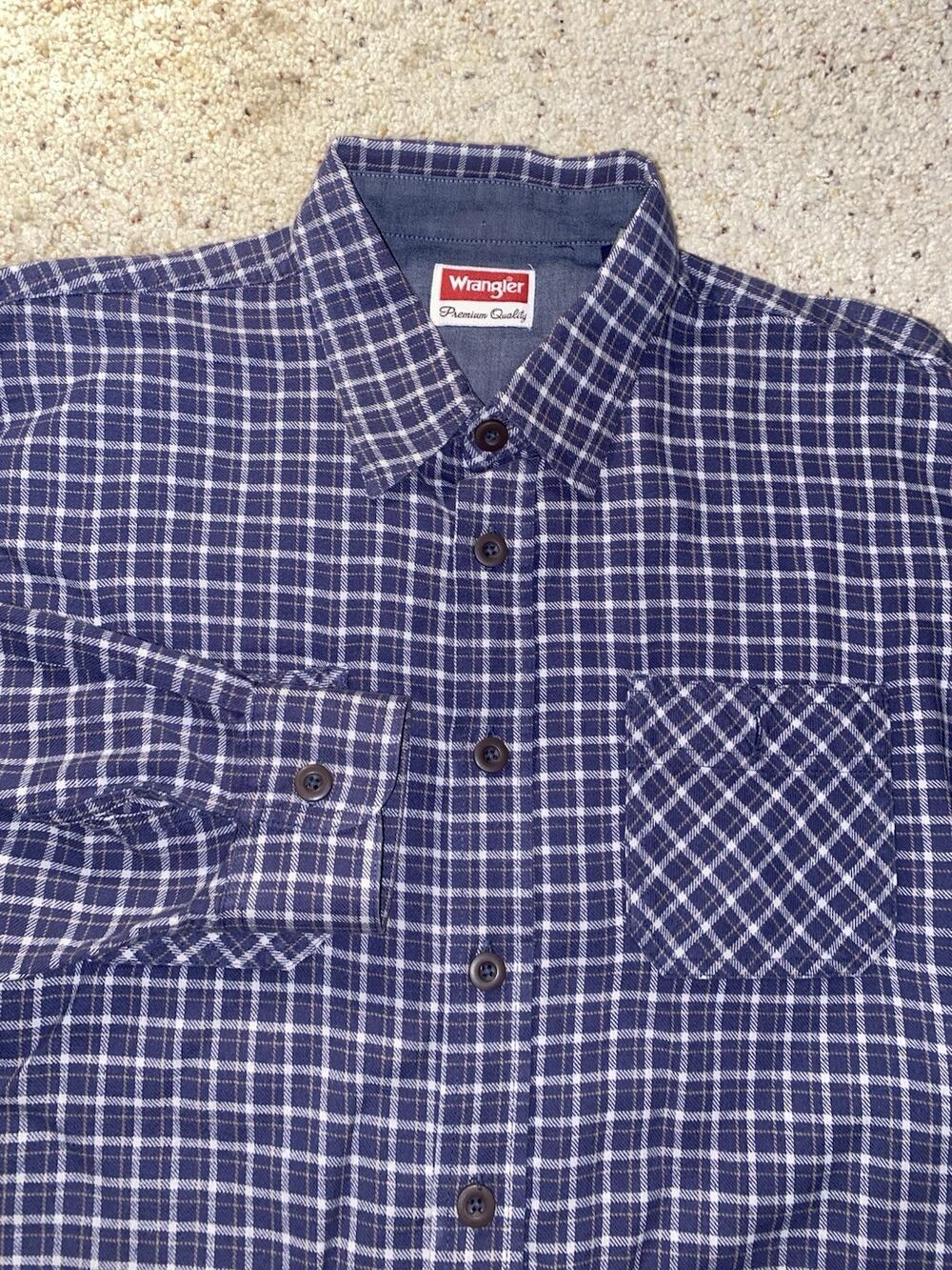 Wrangler Heavy Duty Mens XL Premium Cotton Work Ranch Button Up Down Shirt